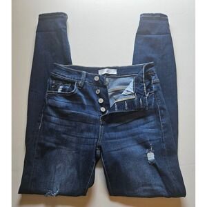 Kancan - Women's High Rise Button Fly Distressed Super Skinny- KC6192~Size 7/27